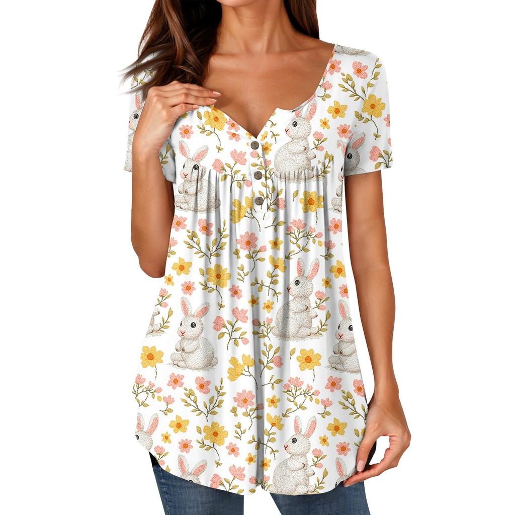 Женские туники, топы, нарядные, повседневные, летние, с принтом, рубашки с коротким рукавом, свободный крой, плиссированный топ в стиле бохо