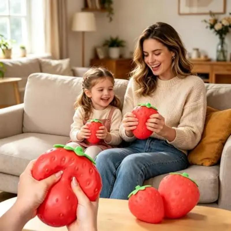 Giant Strawberry Squishy Toy, Extra Large Slow Rising Fidget Squeeze Ball, Stress Relief Sensory Fruit Toy Gift for Adults