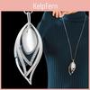 Leaf Opal Women Fashion Long Chain Hollow Wedding Party Sweater Necklace