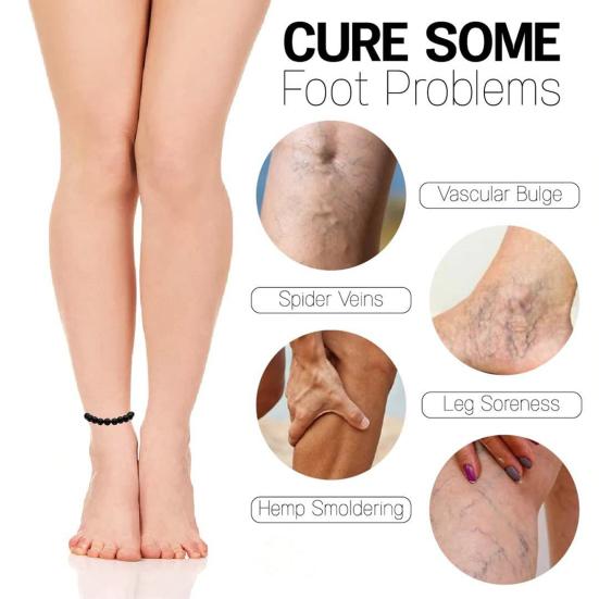 Магнитотерапевтический ножной браслет, анти-отечность, облегчение боли, ювелирные аксессуары, глянцевый черный сильный магнитный браслет