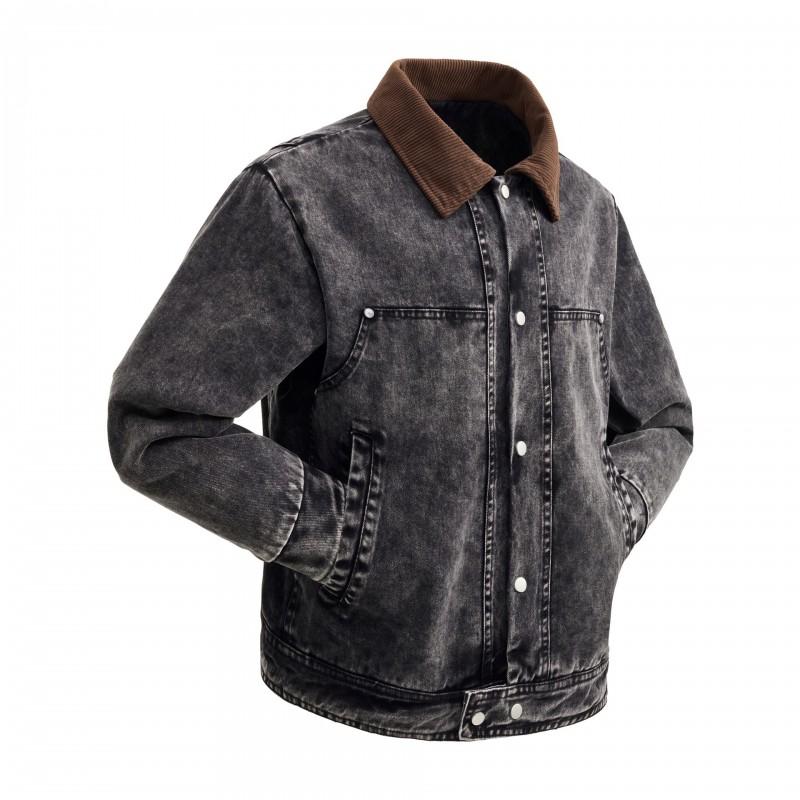 Мужская винтажная washed cotton utility куртка с пэчворк-дизайном, свободного кроя, с отложным воротником, осенняя повседневная верхняя одежда