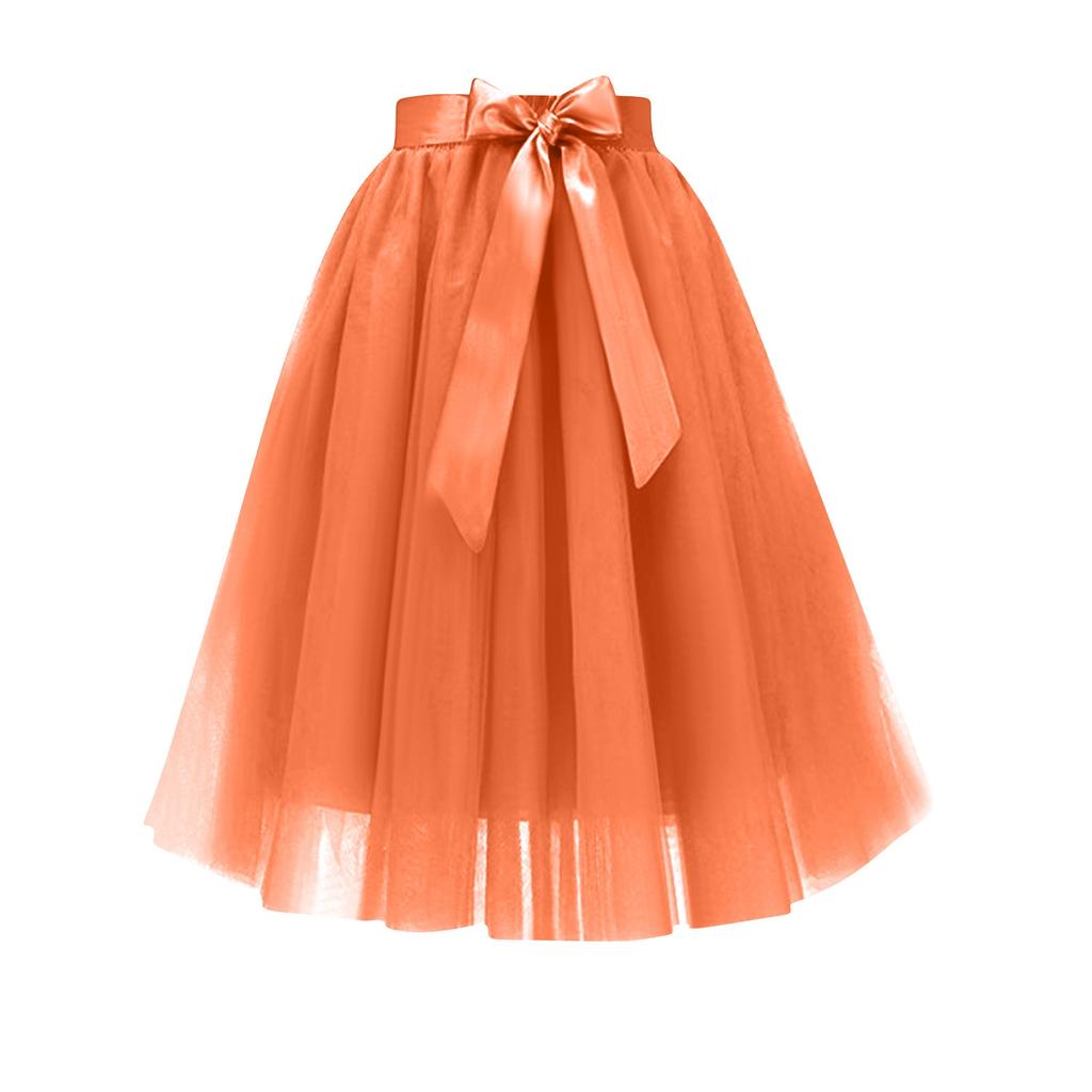 Women's Fashion Color Half Length Skirt Chiffon Skirt A -Layer Mesh Puff Skirt Evening Party Skirt Formal Ball Skirt