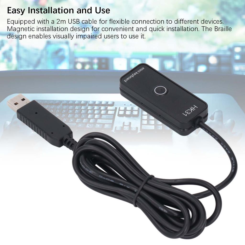 Пользовательская USB Мини-клавиатура Программируемая Макро-клавиатура Рельефный дизайн Брайля Магнитное крепление HK31 1 Позиция клавиши
