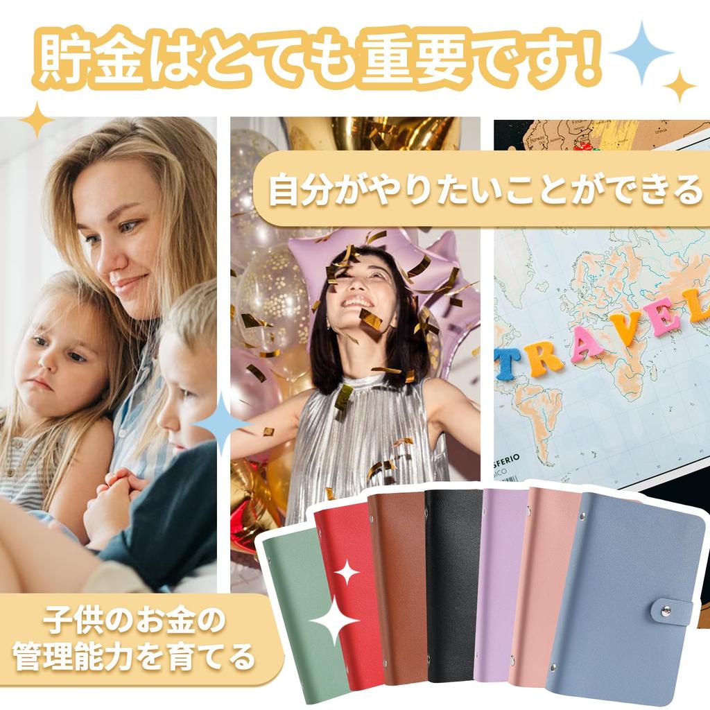 Копилка для банкнот Конверт для сортировки денег Папка-файл для сбережений Стильные банкноты 50 страниц Вмещает 100 купюр [SFTRADE] Внутри, (фиолетовый)