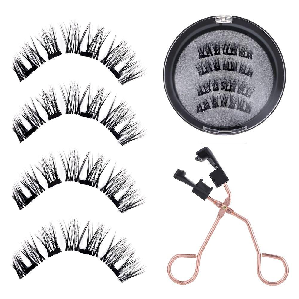 Многоразовые натуральные 4 магнита, клей не требуется, с аппликатором, магнитные ресницы, накладные ресницы