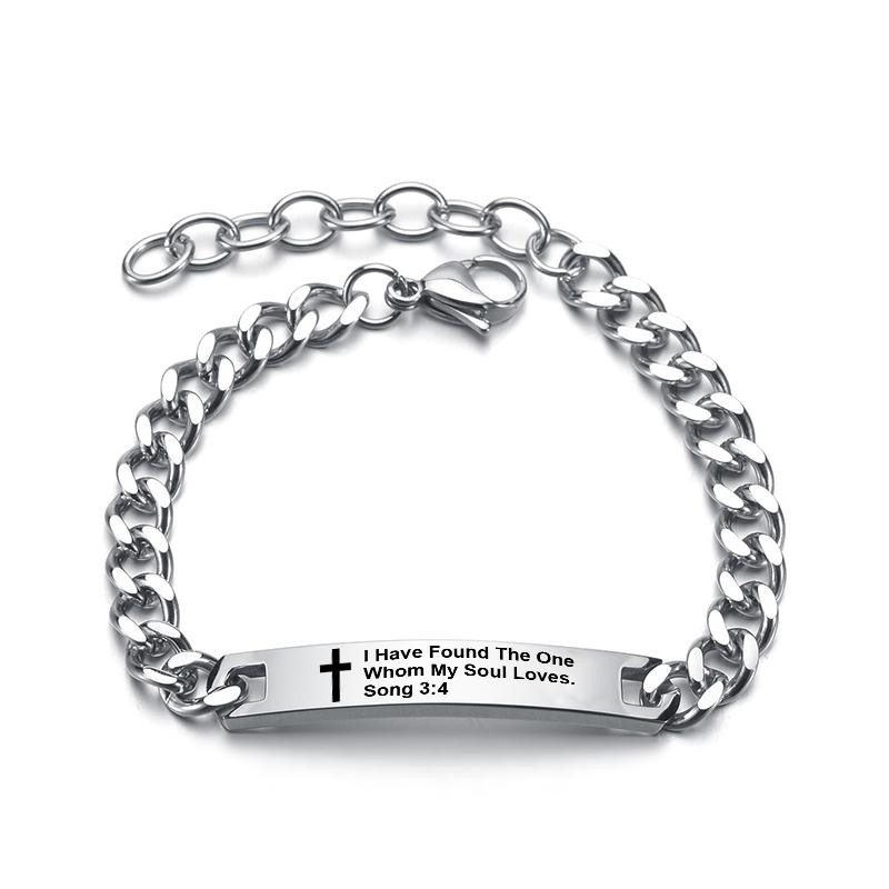 Christian Bible Stainless Steel Bracelet Bangle Engraved Cross Scripture Psalm Silicone Bracelets Religious Jewelry