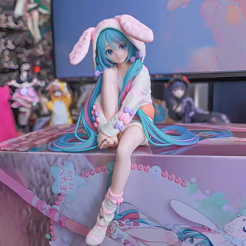 14СМ Аниме ХАТСUNE MIKU Фигурка Стопор для лапши Фигурка Пижама с заячьими ушками Модель Игрушка Японские Куклы Фигурка Действия Коллекция Подарок