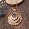 New Color Oil Geometric Ring Pendant, Simple Personality Women's Versatile Hollow Ring Necklace