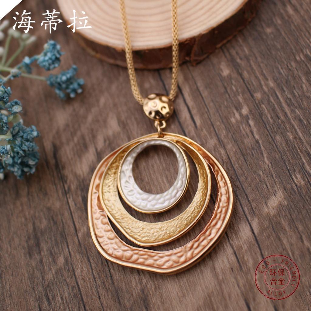 Новый цвет масло геометрическая подвеска-кольцо, простая личность женское универсальное полое кольцо ожерелье