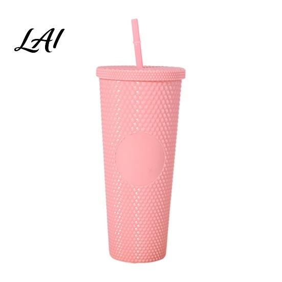 Stylish Reusable Cup Plastic Water Bottle with Straw And Lid Cold Drink Tumbler Colorful Coffee Wide Mouth Sequin Effect Travel Mug for