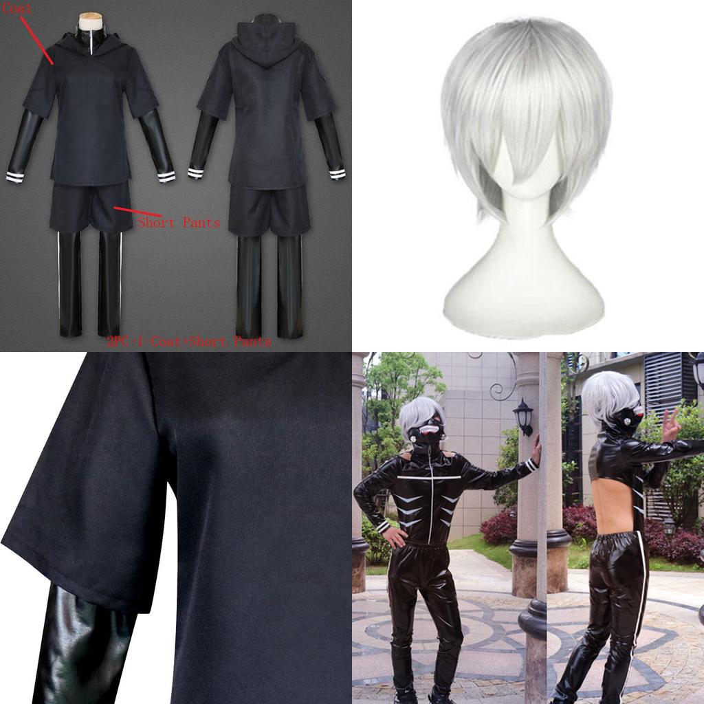Элегантный костюм Канеки Кена из Tokyo Ghoul в полный рост с модным дизайном, идеально подходит для Хэллоуина и тематических вечеринок