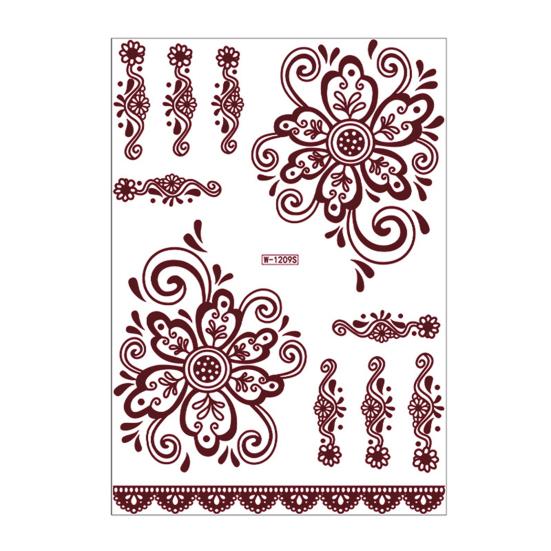 Red Henna Tattoo Kit, Waterproof Henna Tattoos Stickers, Temporary Tattoo Stickers for Women Wedding Party Festival Decorations