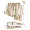 SONGMICS Hanger Sturdy Costume Clothes and Cord Hanger Pipe Pole Shelf and Casters Width Clothing Easy To Just the Right Indoor Clothes HSR131W01