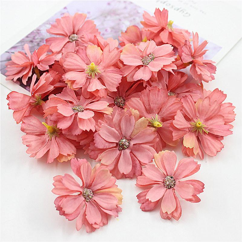50 шт. 4,5 см мини шелковый цветок ромашки голова искусственный цветок украшение свадебное украшение дома