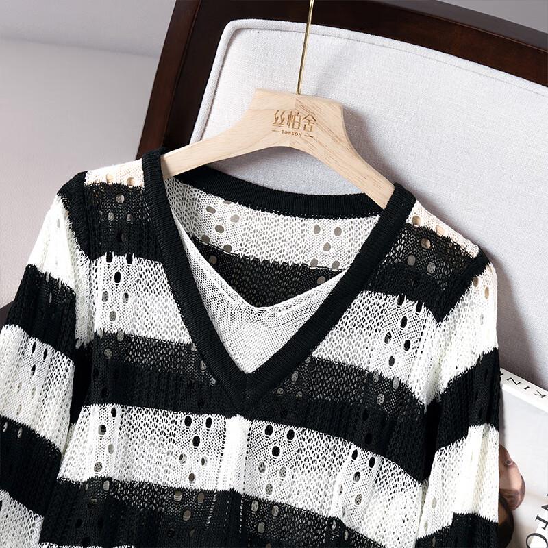 Женский вязаный топ SIBOSHE с V-образным вырезом и цветными блоками, имитирующий двойку