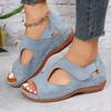 Summer Sandals Women's Shoes Fishmouth Flat Wedge Heel Sandals Open-toe Velcro Casual Sandals