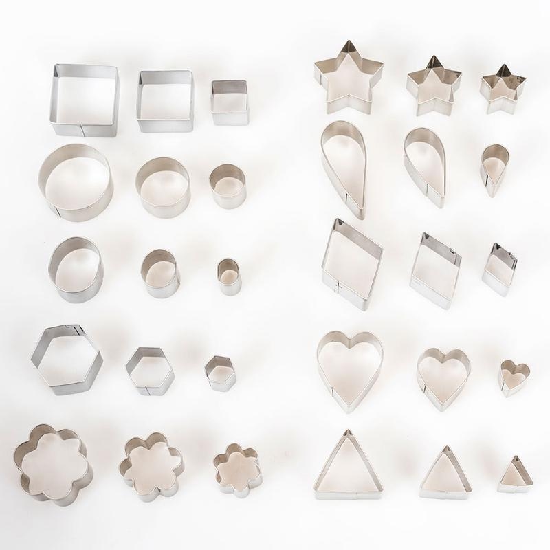 30Pcs/box Stainless Steel Sugar Biscuit Press Stamp Embosser Cookie Cutter DIY Fondant Cake Mold Pastry Decor Baking Tool