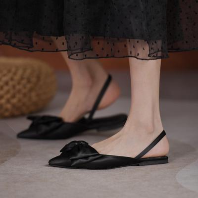 Новые сандалии женские летние 2024 Mujer остроносые сандалии модные бабочки-узлы плоские туфли женские ретро дышащие сандалии без застежек