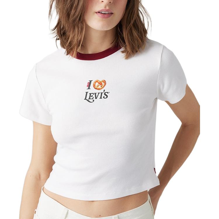 Levis Fruit Лимитированная Капсульная Коллекция Повседневная Удобная Универсальная Трикотажная Футболка с Круглым Вырезом и Коротким Рукавом Женские Футболки A8798-0075