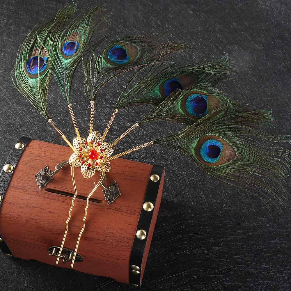Headwear Hairstyle Design Tool Peacock Feather Hairpin Hair Accessories Ethnic Dance Hair Stick