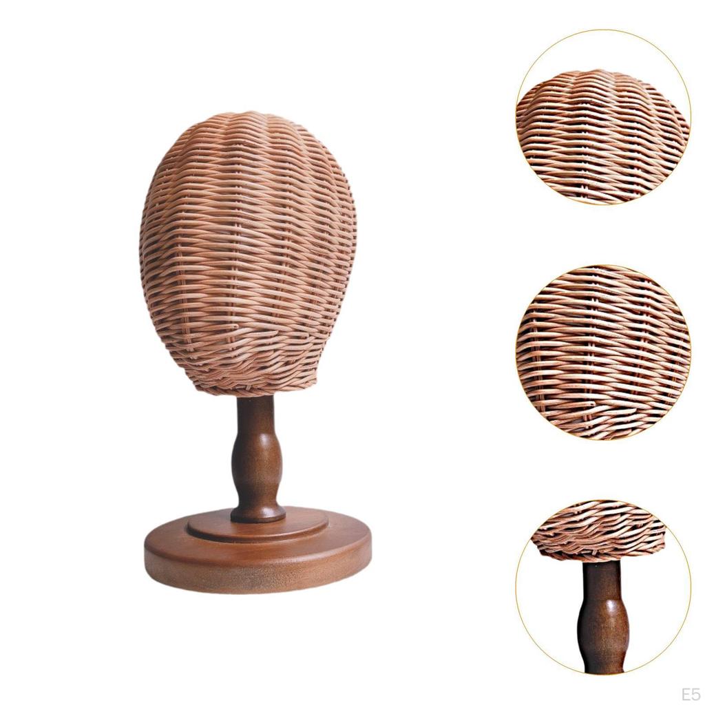 Hat Rack Display Stand, Rattan Mannequin Head Wig Stand Holder, Holder Storage