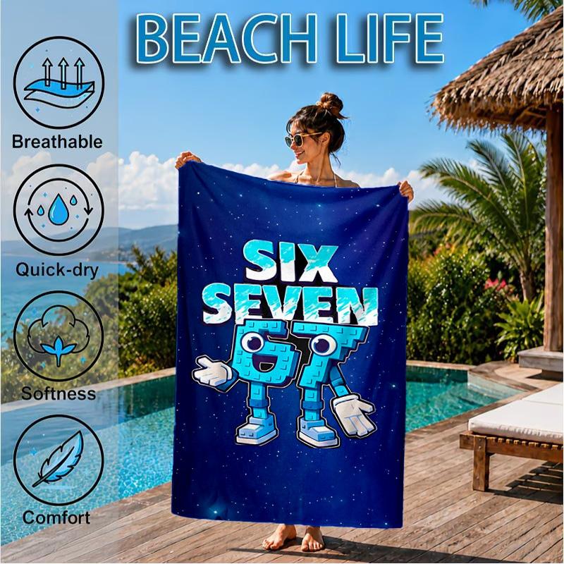 Space Adventure With Six Seven 67 Beach Towel, Quick-drying, Easy to Care for, Suitable for Both Fitness and Beach Vacations,Sports Essential