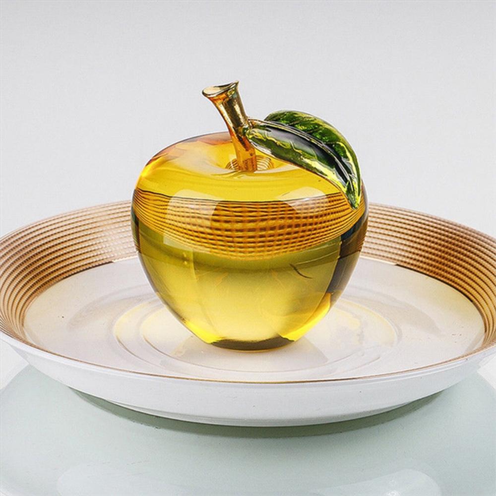 50/60mm 3D Glaze K9 Crystal Apple Crafts Figurine Glass Paperweight Christmas Gifts Home Desktop Decor CDN