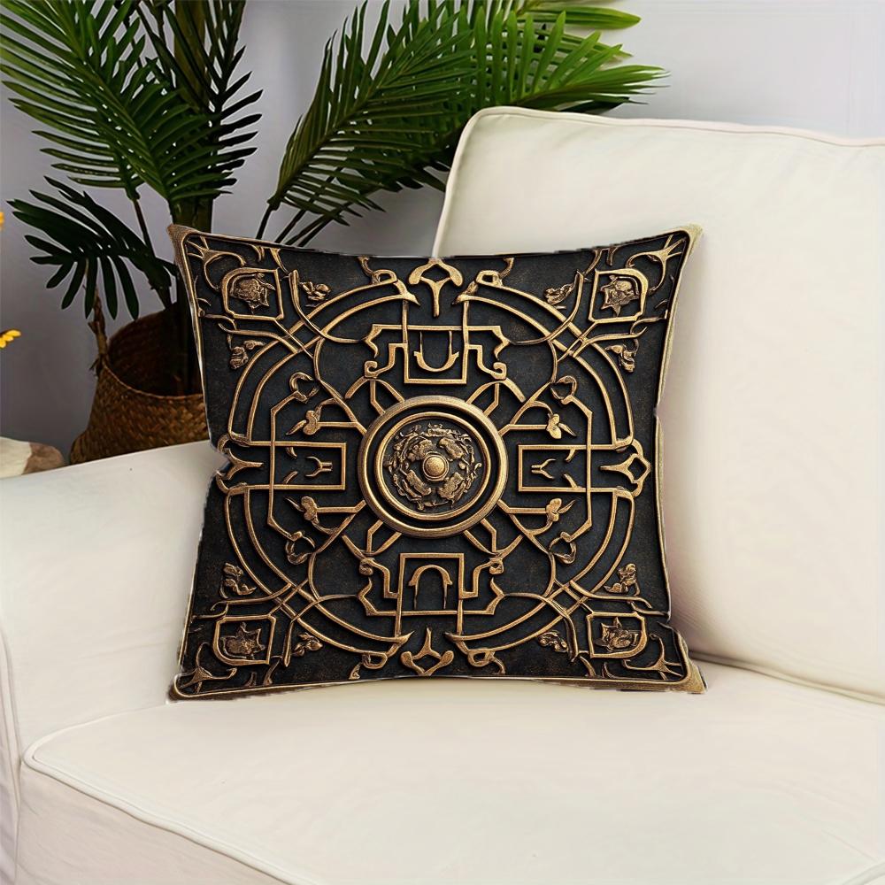 High-end Textured Retro Printed Pattern Throw Pillow Cover Polyester Cushion Cover Home Decor Pillow Cover with Zipper