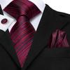 Hi-Tie Мужские шелковые галстуки черный красный полосатый галстук носовой платок запонки свадебный выпускной