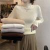 Autumn Winter Half High Neck Elegant Tops Women French Vintage Slim Base Long Sleeved Clothes High Street Casual Knitted Sweater