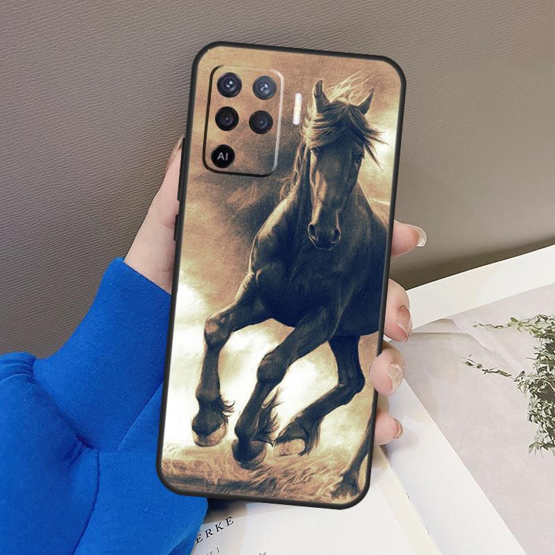 Чехол для телефона с бегущими лошадьми для Oppo A78 A38 A18 A98 A58 A60 A80 A40 A96 A76 A16 A94 A74 A54 A15 A17 A57 A77 A5 Pro