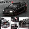 1:32 масштаба 2017 Honda Civic Type-R, литая под давлением модель автомобиля, игрушечный автомобиль с открытыми дверями, свет и звук для детей, мальчиков, девочек, взрослых и мужчин, коллекция