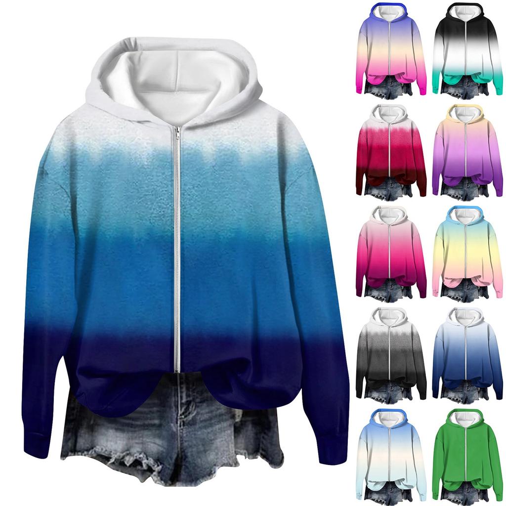 Jackets For Women Long Sleeve Coat Zip Up  Print Outerwear Casual Jackets