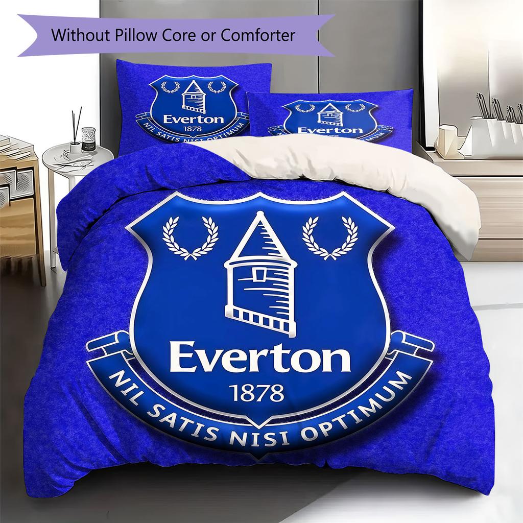 Everton F.C Pattern Bedding,Quilt Set Quilt Cover Pillowcase Home Birthday Gift(1 * duvet cover + 2 * pillowcase, without core)