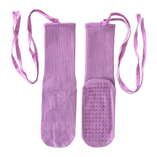 Носки для йоги и пилатеса с нескользящими подошвами для женщин, вязаные гольфы до щиколотки с завязками, носки-гольфы на шнуровке для барре, балета, танцев