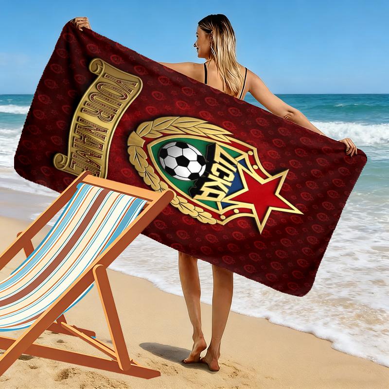 Name Custom PFC CSKA Moscow Logo Print Beach Towel, Large Soft Quick Dry Towel for Beach Camping Swimming