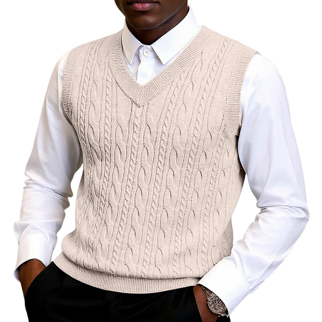Men's V-Neck Thickened Knitting Sleeveless Sweater Vest
