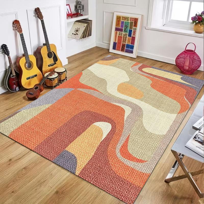 Boho Abstract Geometric Area Rug Non Slip Washable Soft Modern Aesthetic Floor Mat for Living Room Bedroom Office