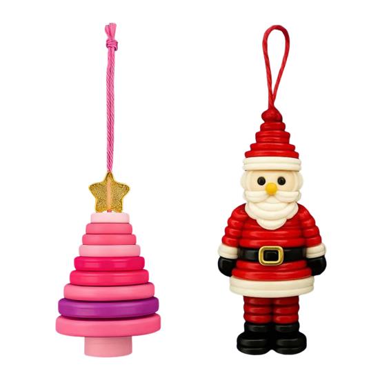 DIY Button Christmas Ornament Kit Stacked Colorful Buttons Christmas Snowman/Santa/Angel/Tree Craft Making Set for Holiday Decor