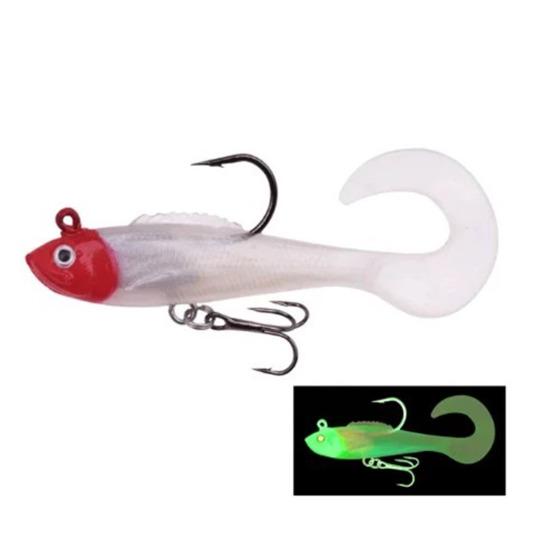 6 шт., 6 см/4 г, светящиеся мягкие рыболовные приманки, предварительно оснащенные джиг-головкой, приманки для плавания, реалистичные 3D глаза, яркие цвета, керлинг-хвост, поддельные приманки