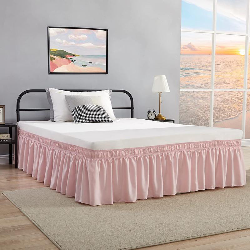 Top Selling Affordable Solid Color Wrap Around Ruffled Bed Skirt with Strong Elastic -Fade Resistant Fabric 15 Inch High