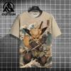 Men's Animal T-Shirt Japanese Samurai Cat Element Graphic 3D Print T-Shirt