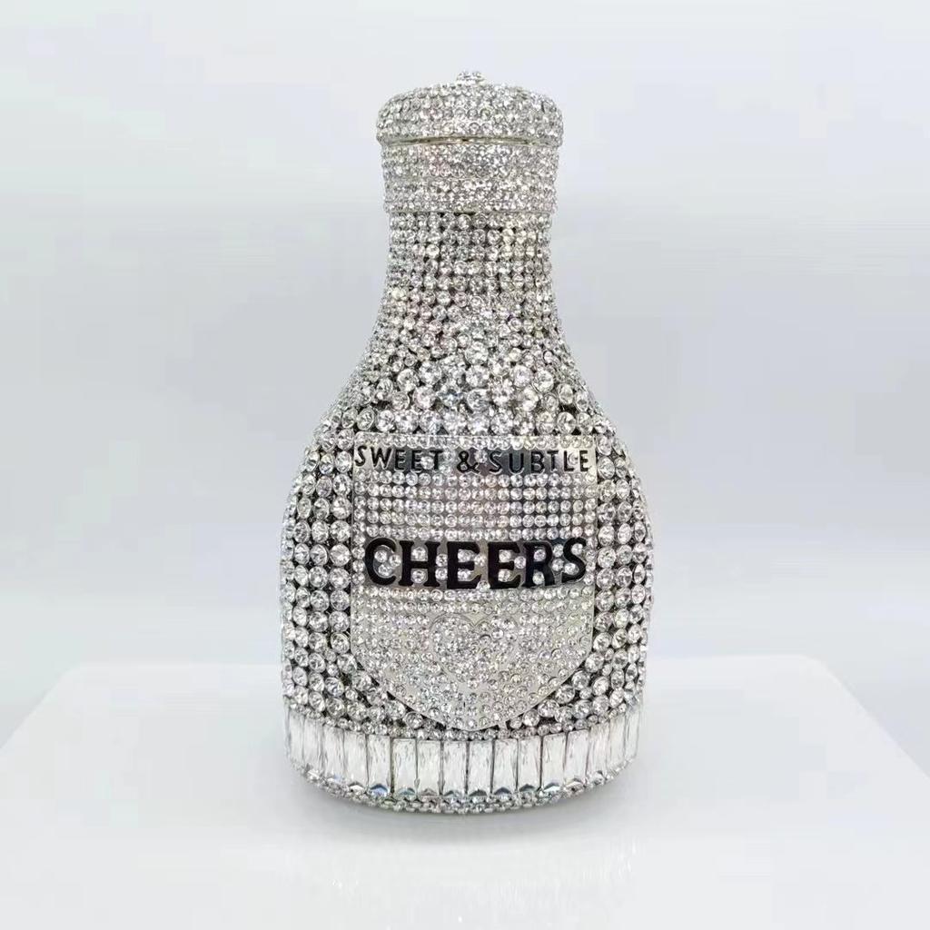 CHEERS Синяя Бутылка Вечерние Хрустальные Сумки Кошельки Роскошные Женские Свадебная Вечеринка Клатчи Дамские Алмазные Кошельки Женские Сумки на Плечо со Стразами