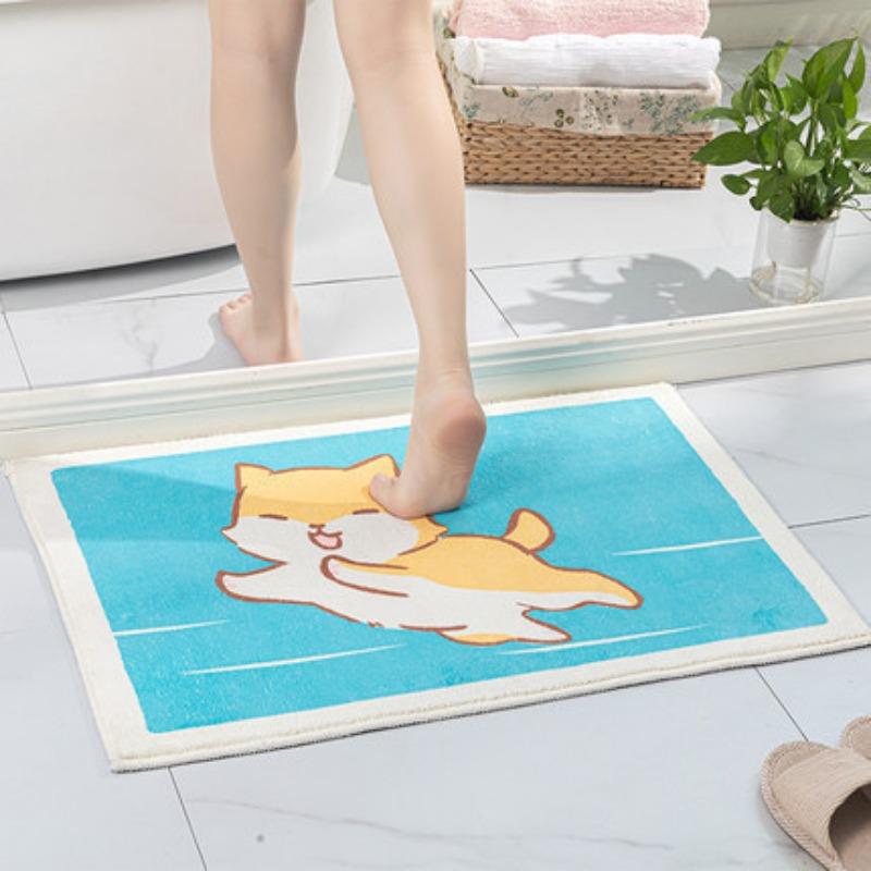 Cartoon Cashmere Floor Mat Entry Door Mat Toilet Bathroom Absorbent Plush Carpet Foot Mat Thick Carpet Non-slip