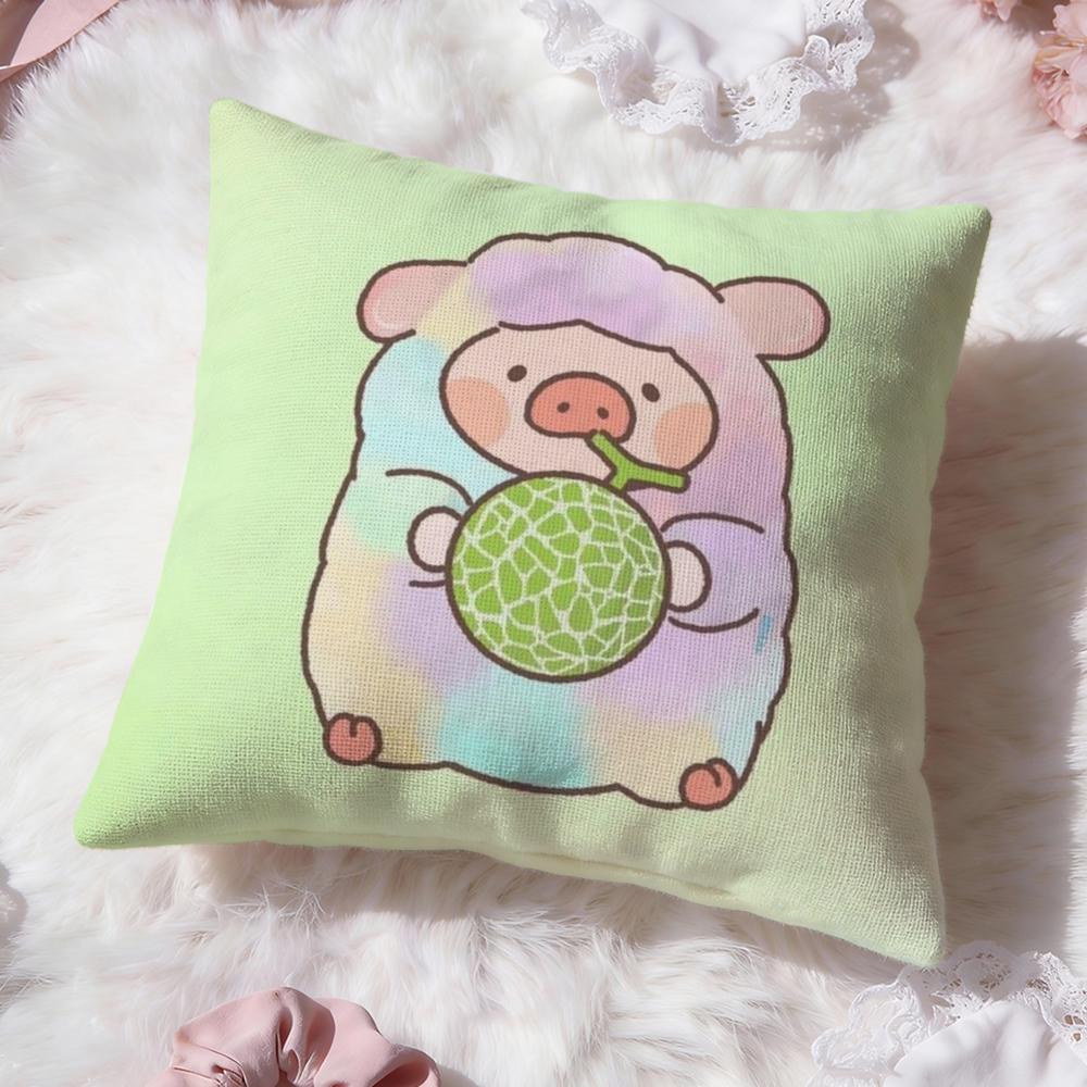 Cartoon L-Lulu Pig Pink Cushion Cover Premium Comfort Reversible Pillow Cove -Two in One Design for Any Room & Car Interior