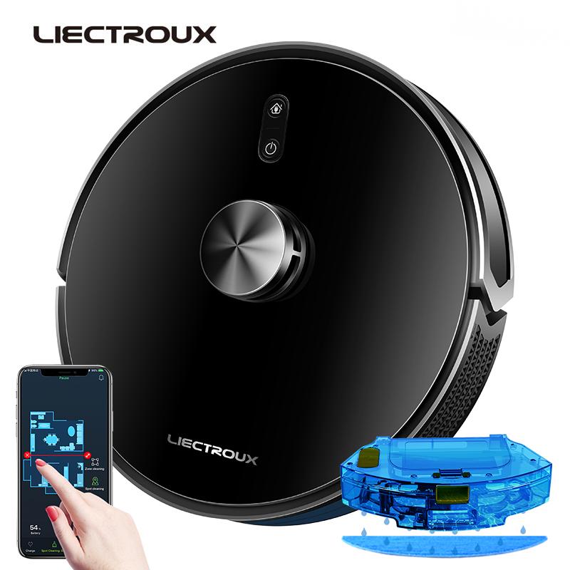 LIECTROUX Робот-пылесос X6 Lidar, лазерная навигация и картографирование, очистка точки останова, всасывание 6500 Па, влажная швабра, дезинфекция