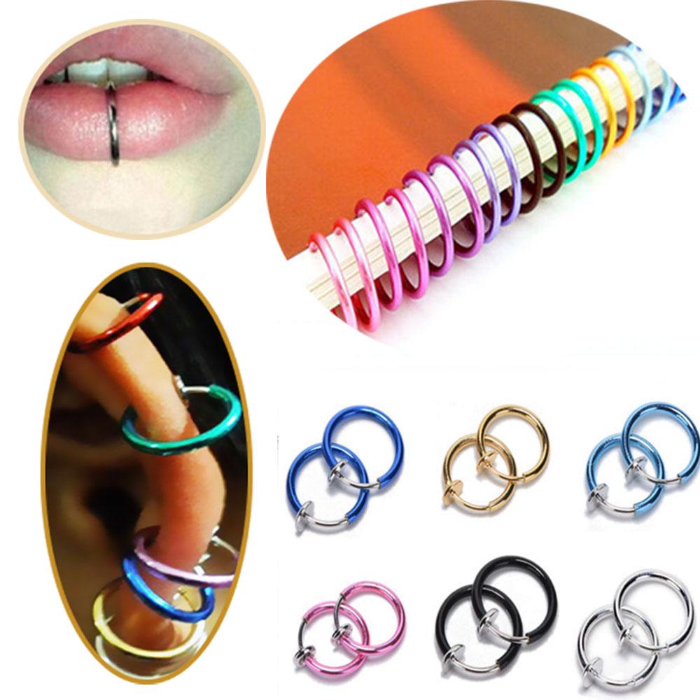 2 шт. поддельный пирсинг, обруч для носа и губ, кольцо для уха и языка, ювелирные изделия 13 мм