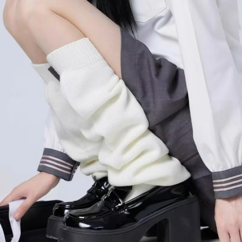 Solid Color JK Knee High Socks Korean-Style Mid-tube Socks Sock Sleeves Women's Leg Warmers Girl