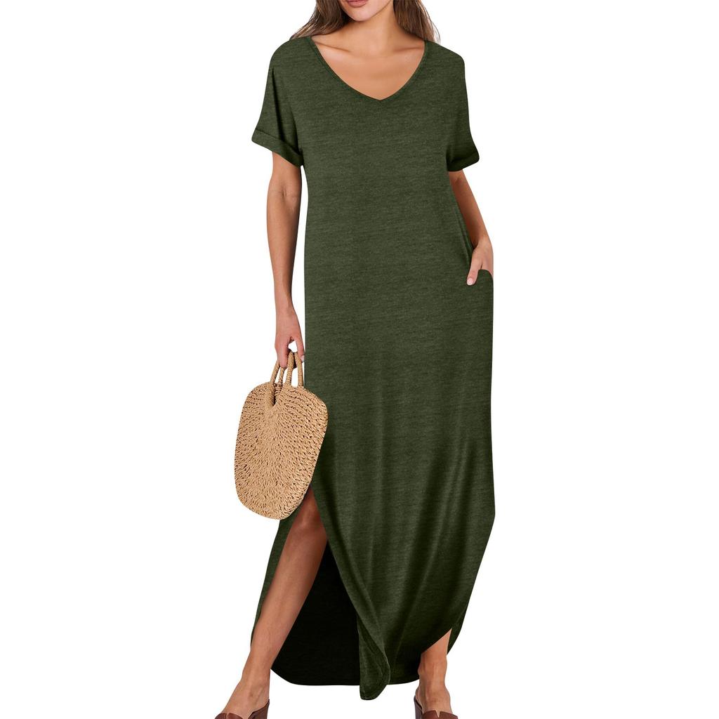 Женский летний повседневный свободный сарафан большого размера, футболка с коротким рукавом, пляжные длинные платья макси, модные наряды 2024 года