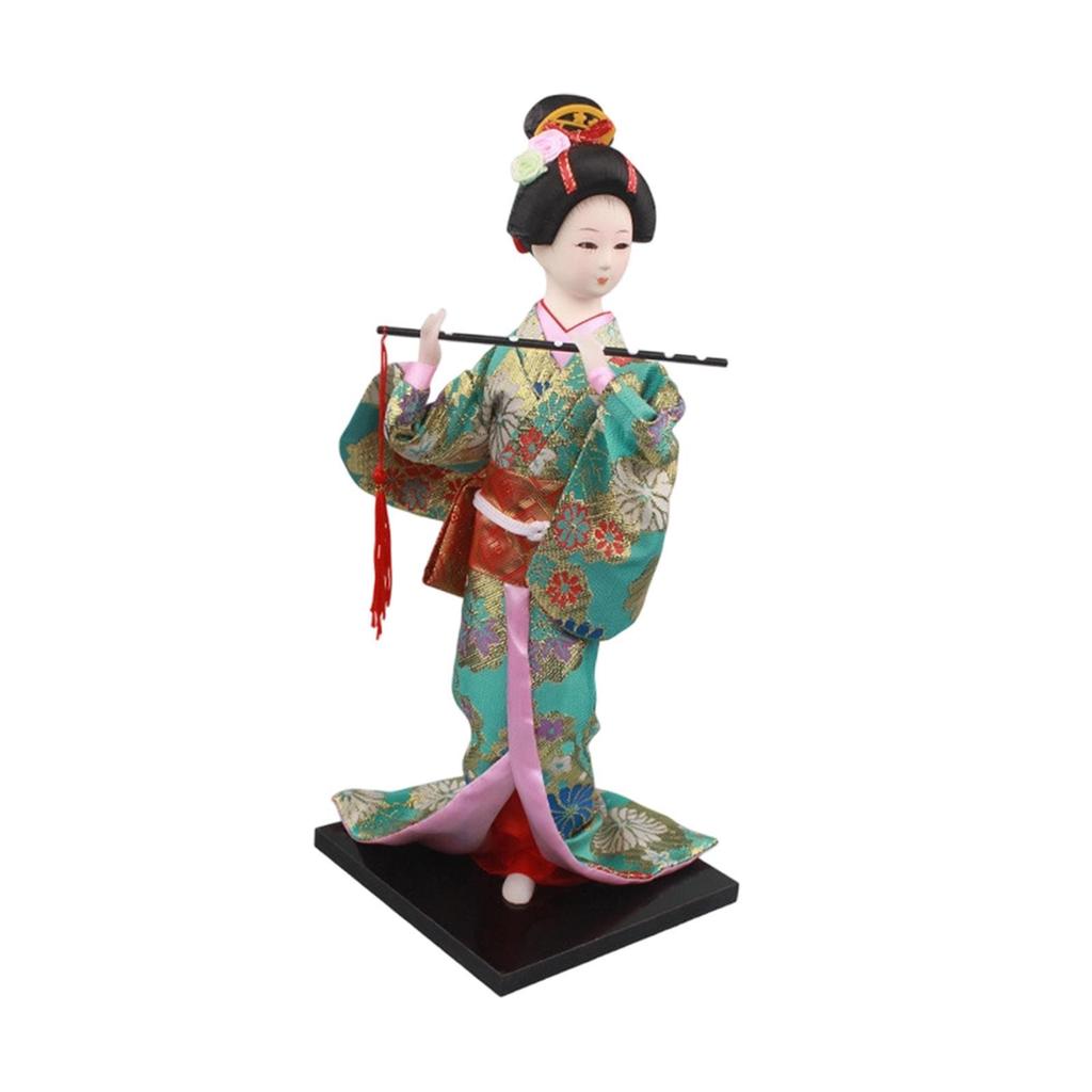 11.81inch Japanese Kimono Doll Desktop Ornament, Lady Figurine, Asian Geisha Figurine for Cabinet